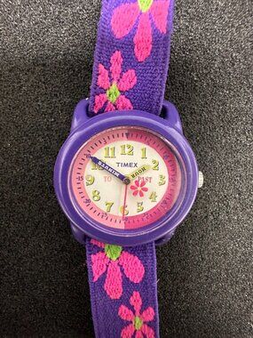 3/$30 Timex Time Machines Watch Girls Purple Pink Flowers Elastic Band